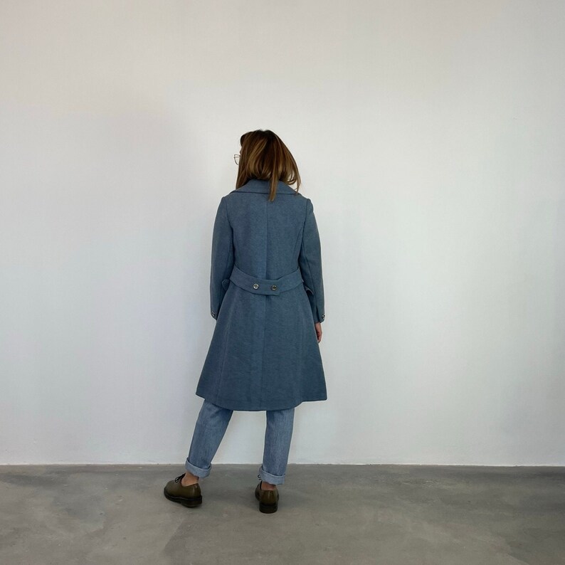 70s vintage blue coat / Vintage light blue coat / Vintage women's wool coat / Long A line vintage coat / Vintage women's coat image 6