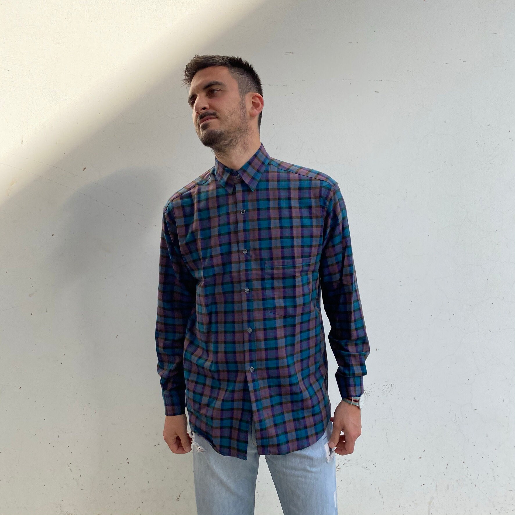 トップス loose old tartan check shirt / remer remer（リメール）の「loose old check over shirt/ルーズ