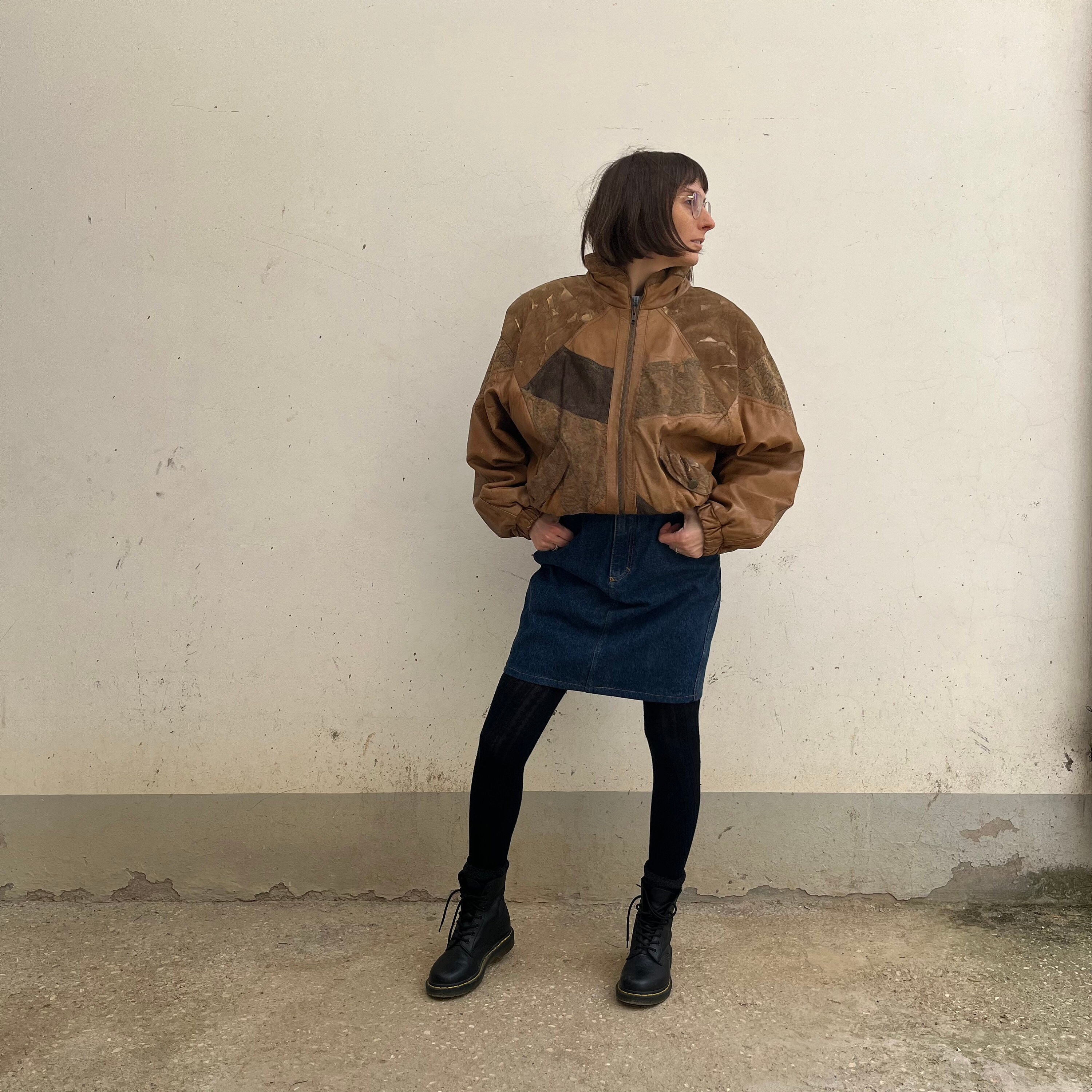 Over Vintage Patchwork Leather Jacket 