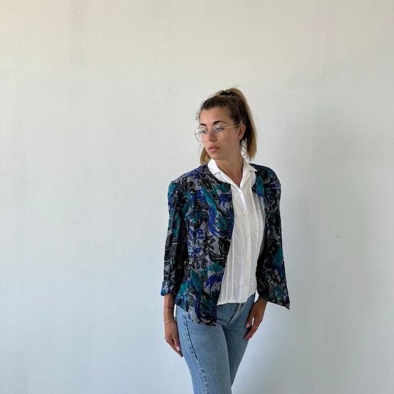 S Giacca fantasia floreale vintage 80s Giacca corta donna vintage giacca donna vintage con spalline giacca donna a fiori vintage Etsy Italia