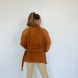 Vintage heavy suede jacket/ vintage leather padded jacket/ women vintage suede winter jacket/ heavy leather trench jacket image 7