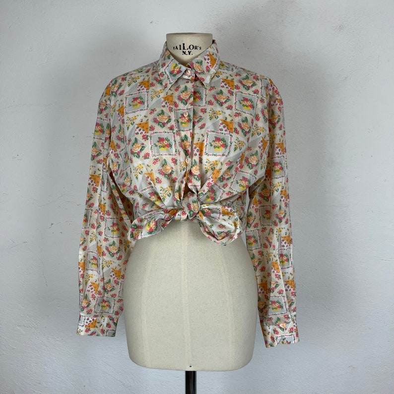 ROSE vintage floral shirt / floral patterned women's shirt / vintage floral summer shirt / vintage blouse / vintage women's shirt image 6