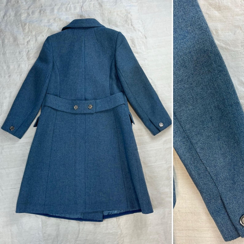 70s vintage blue coat / Vintage light blue coat / Vintage women's wool coat / Long A line vintage coat / Vintage women's coat image 9