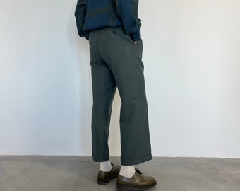 New tailored trousers! 80s / new vintage high-waisted men's trousers/ Vintage men's wool trousers / green vintage men's trousers