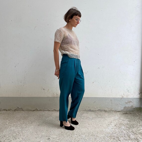 S/M EMERALD SILK Vintage Trousers in 