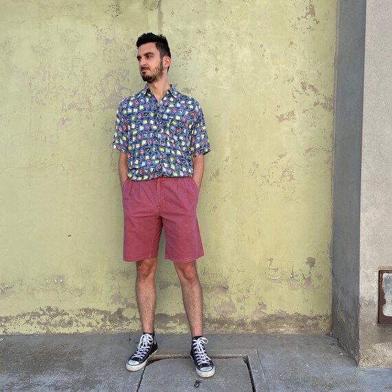 Bermuda burgundy vintage 70s, high-waisted men's s