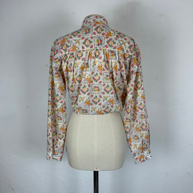 ROSE vintage floral shirt / floral patterned women's shirt / vintage floral summer shirt / vintage blouse / vintage women's shirt image 8