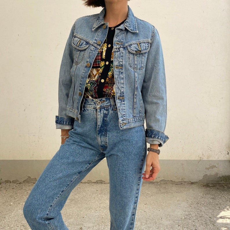 Kurtka jeansowa LEE Vintage 70s / Kurtka jeansowa Lee Cobalt Blue / Kurtka jeansowa damska Lee Patchwork / Kurtka jeansowa damska Lee Vintage Patchwork zdjęcie 1