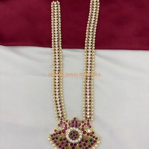 Bharatanatyam Jewelry Set | Kemp Temple Necklace with Earrings | South Indian Dance & Wedding Jewelry