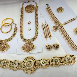Handgemachtes Kempstone Bharatanatyam Tanz Schmuck Set: Tempel Tanzkostüm