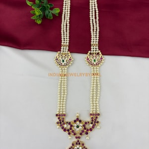 Bharatanatyam Jewelry Set | Traditional Kemp Temple Necklace & Earrings | South Indian Dance Jewelry | Arangetram Temple Set