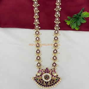 Kemp Bharatanatyam Jewelry Set | Temple Dance Necklace with Earrings | South Indian Wedding & Arangetram Jewelry