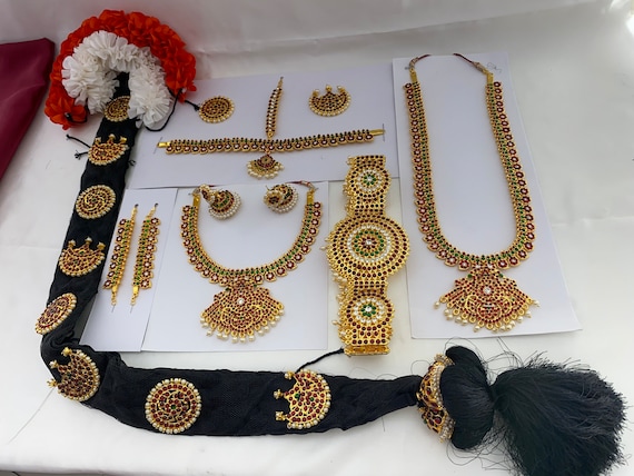 Kemp Stone Bharatanatyam Jewelry Set: Temple Dance Arangetram Set