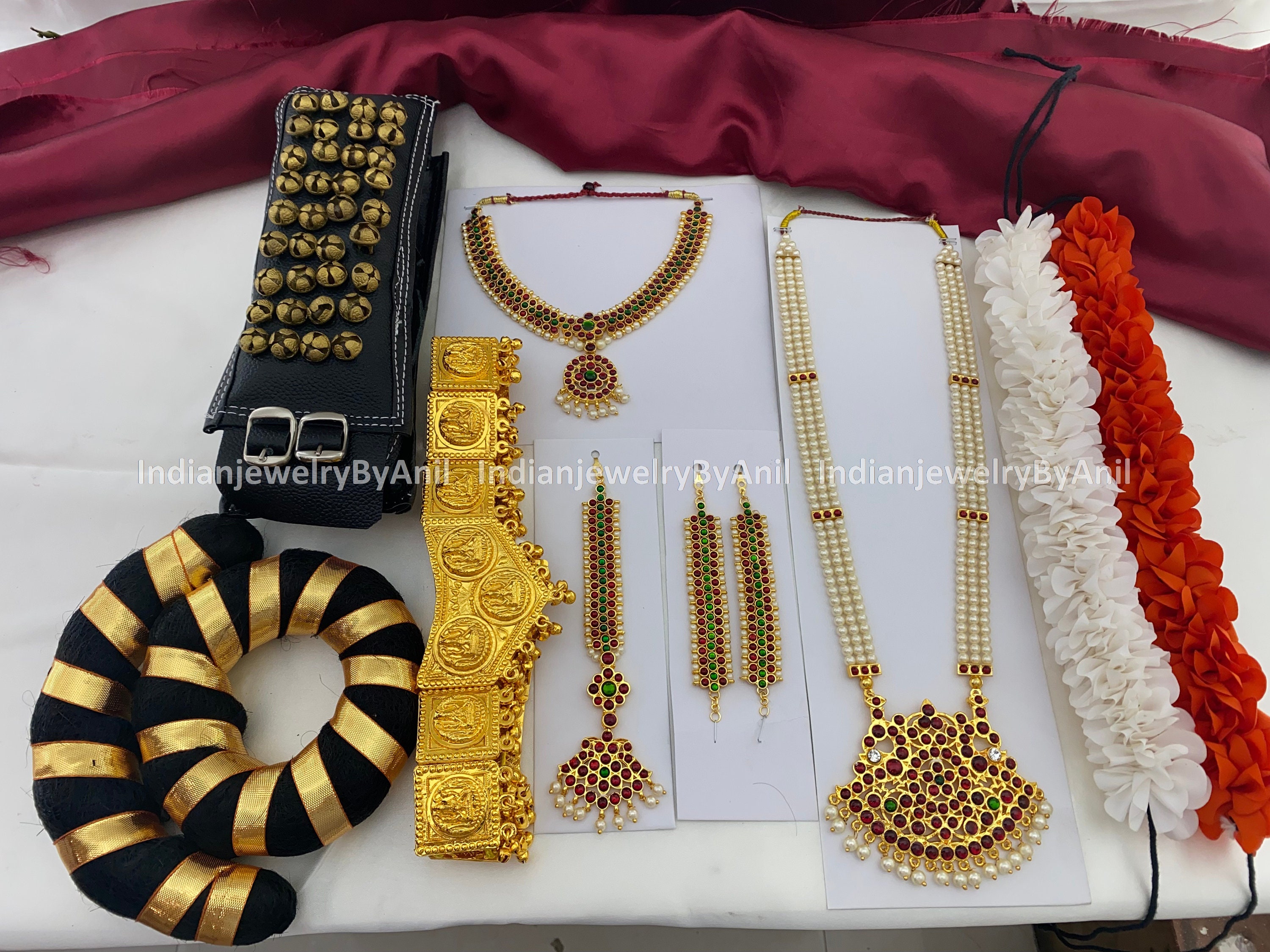 Bharatanatyam Jewellery Full Set Indian Classical Dance Jewelry Set Salangai Short and Long Necklace Hair Bun Hip Belt GBSGC Etsy Canada