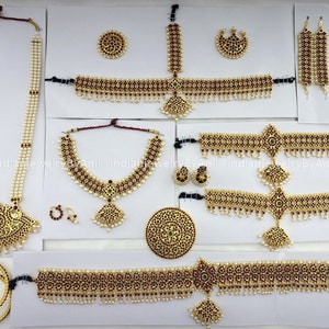 Indian Traditional Bharatanatyam Jewellery Set | Kemp Stones | Classical Dance Set for Arangetram & Stage Performance