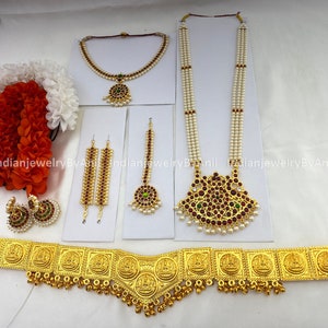 Bharatanatyam Schmuck Set: Kemp Stone Indischer Tanzschmuck