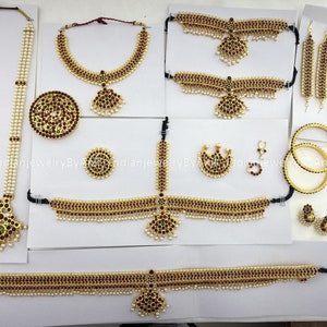 Bharatanatyam Jewelry Set: Indian Temple Dance Jewellery