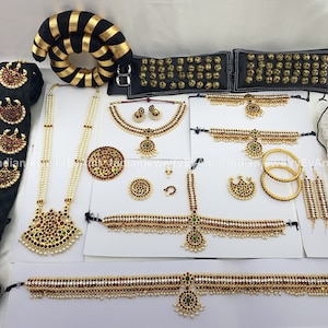 Bharatanatyam Dance Jewelry Full Set: Arangetram Costume Accessories