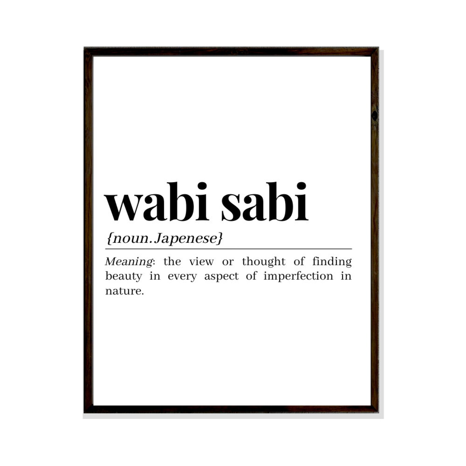 Wabi Sabi Definition Poster Print Japanese Dictionary Wall Etsy