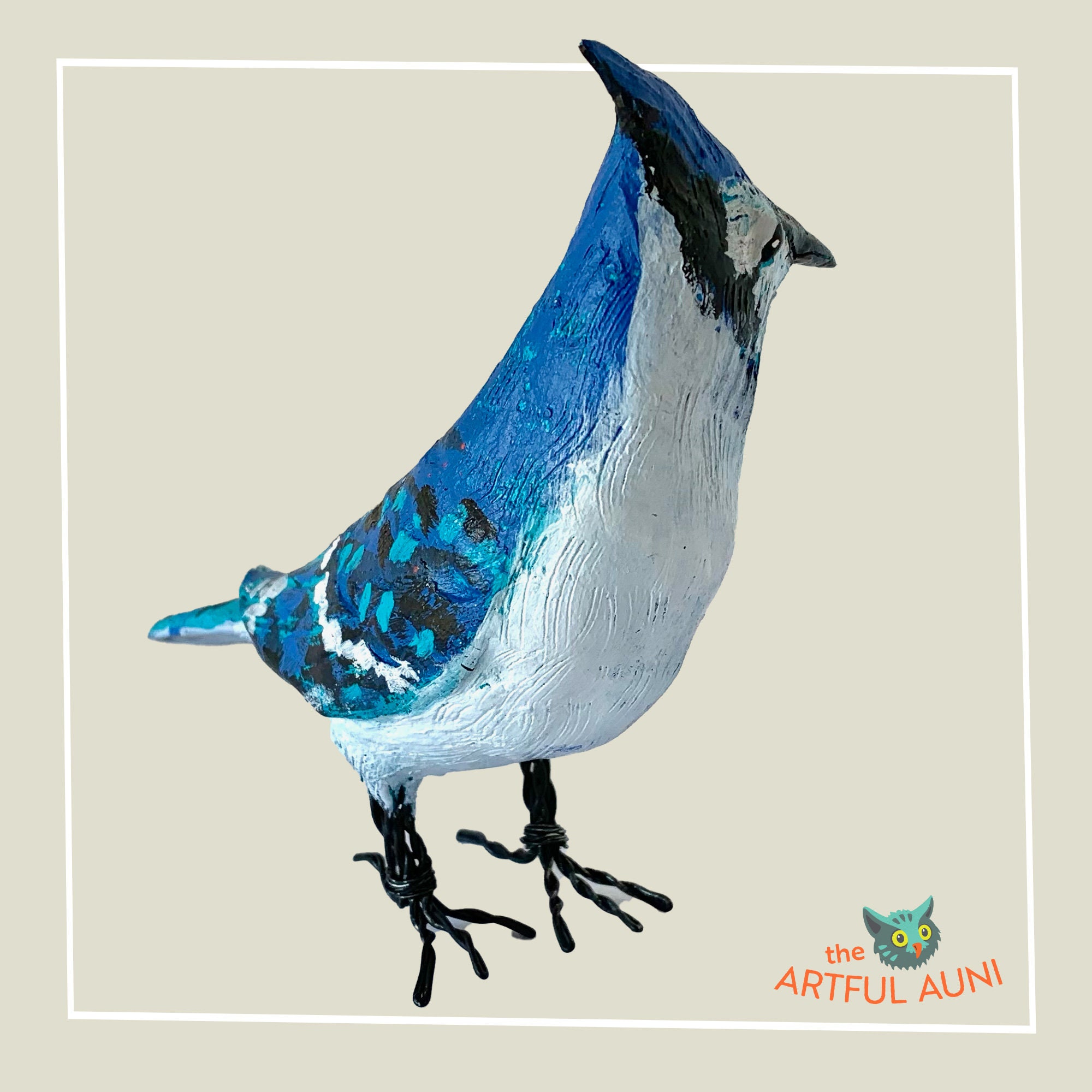 Clay Blue Jay sculpture a handmade unusual gift which is Etsy