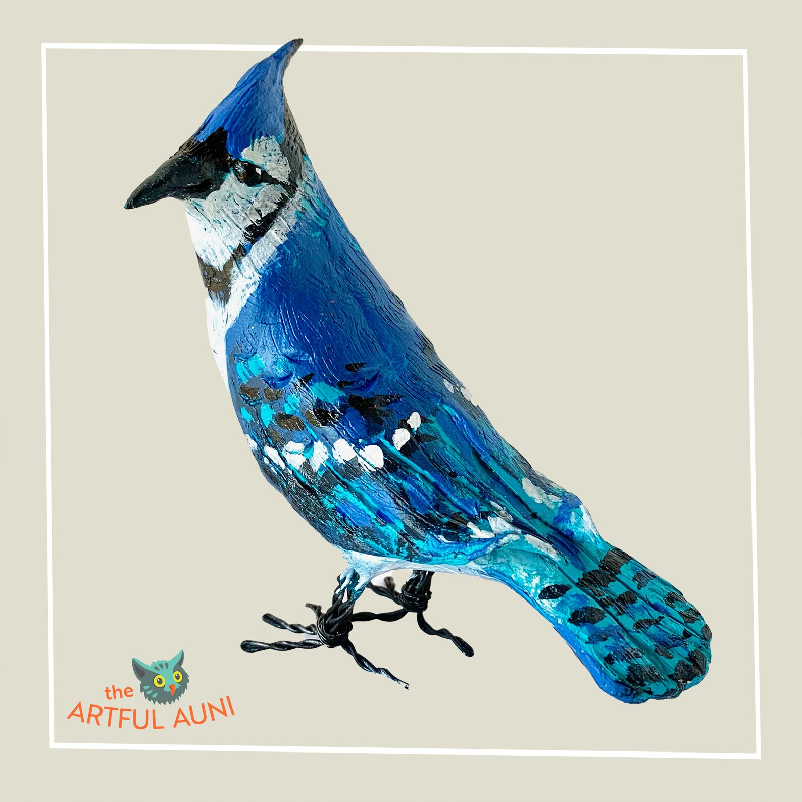 Clay Blue Jay sculpture a handmade unusual gift which is Etsy