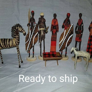 nativity set of 9 maasai figures