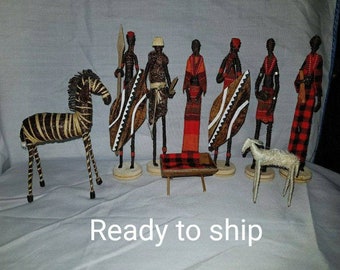 nativity set of 9 maasai figures