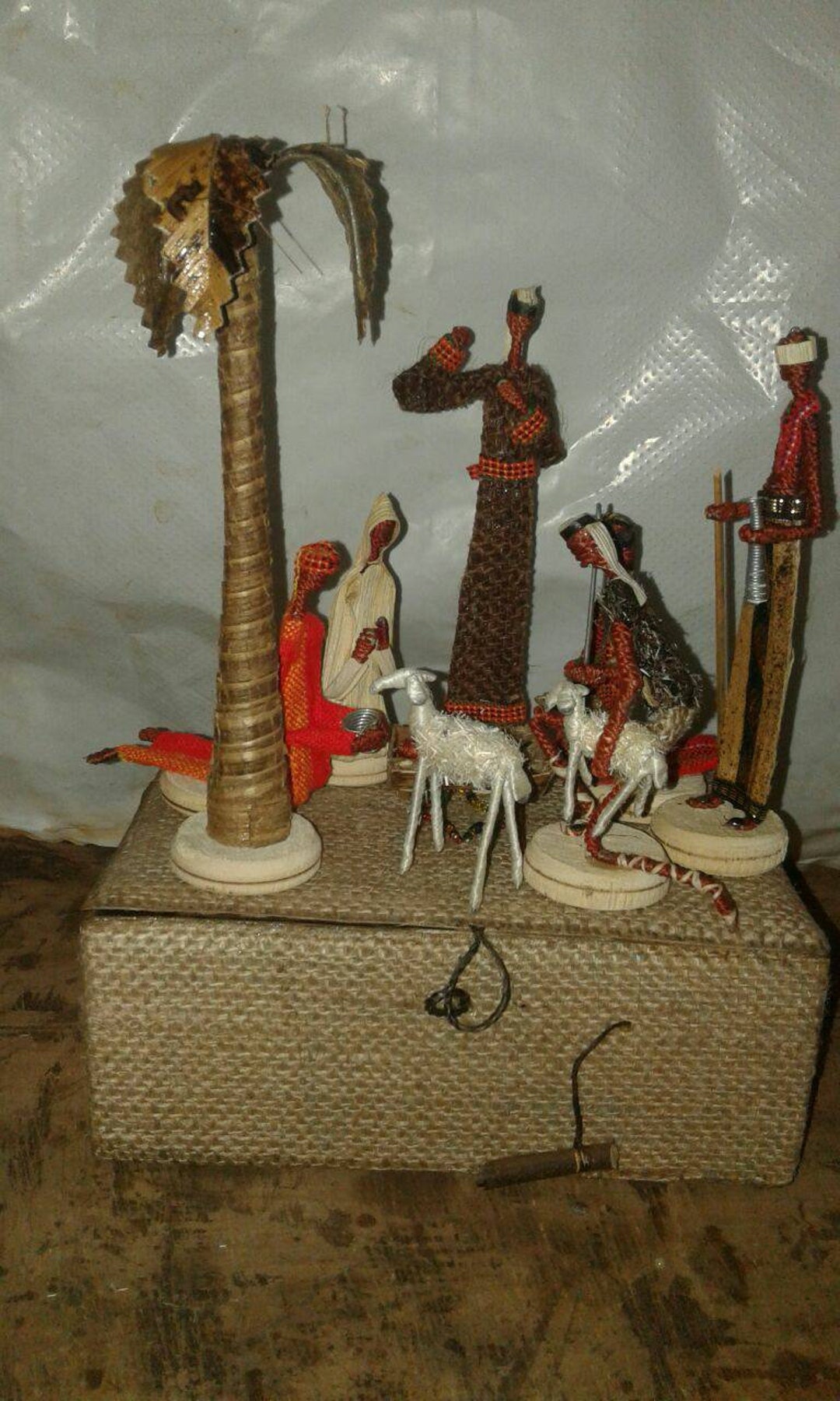 Christmass Nativity Set Under Palm Tree, Christmas Gift,holy Family