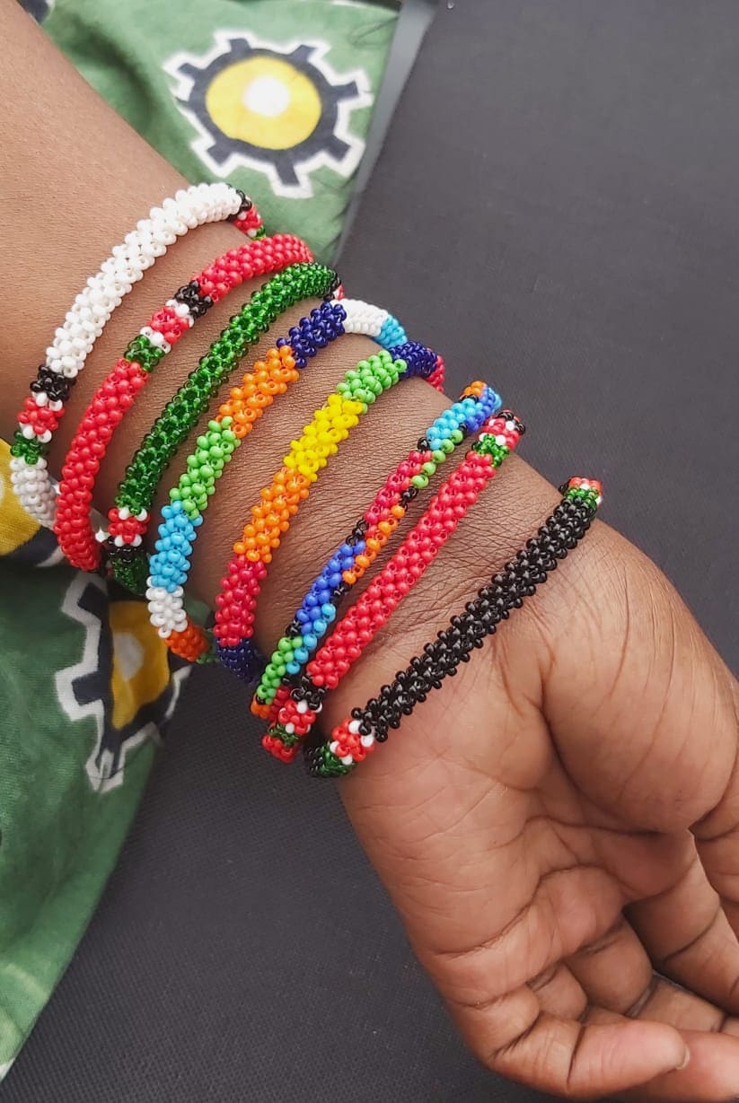 Maasai Bead Leather Bracelet Cuff 411-40