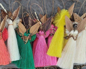 Ángeles de sisal de colores, ángeles de Navidad, decoración navideña, regalo para él, regalo para ella, árboles de Navidad, ángeles al por mayor, regalo de Navidad