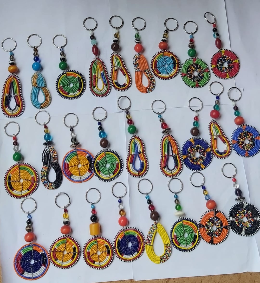 Beaded Tassel,beaded Maasai Keychains,kenyan Keyholders,beaded Keyrings