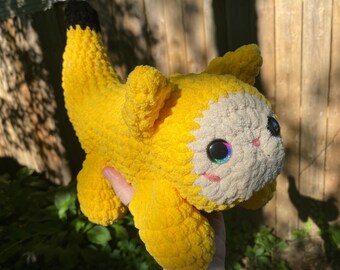 Peluche grande de gato banana tejido a crochet