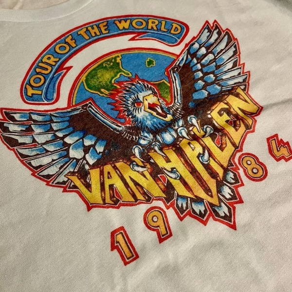 Van Halen 1984 Tour of the World Vintage Style Tee