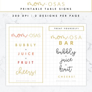 Mother&#39;s Day Brunch &quot;Mom-osa&quot; Mimosa Bar Table Sign