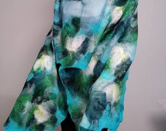 Water Lilies Nuno Felted Shawl