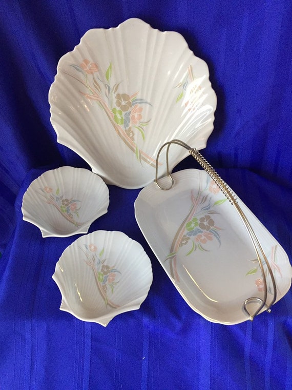 Vintage Yamaji Shell Plates and Serving Tray Etsy