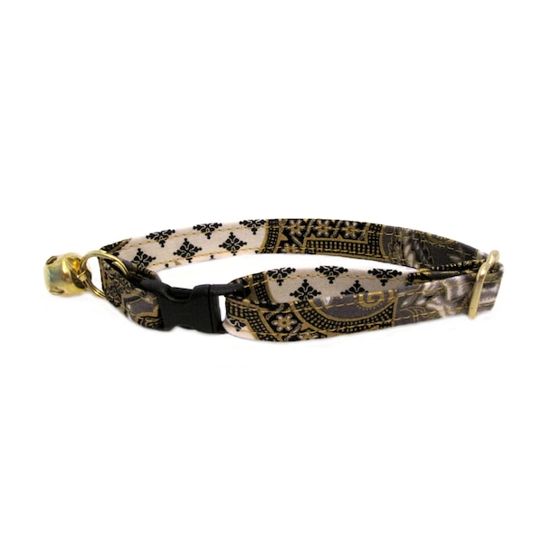 Florentine Columns in Gold and Pewter Adjustable Breakaway Cat Collar