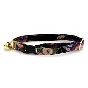 Kona Bay Butterflies and Flowers on Black Adjustable Breakaway Cat Collar