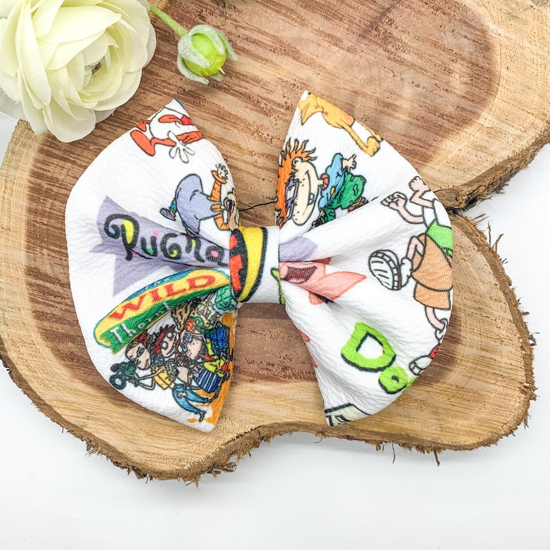 Girls Hair bow Cartoons Hair Bow Stretch Hair bow Baby Hair Bow 90/'s Fabric Bow 90/'s Fabric Stretch Bow