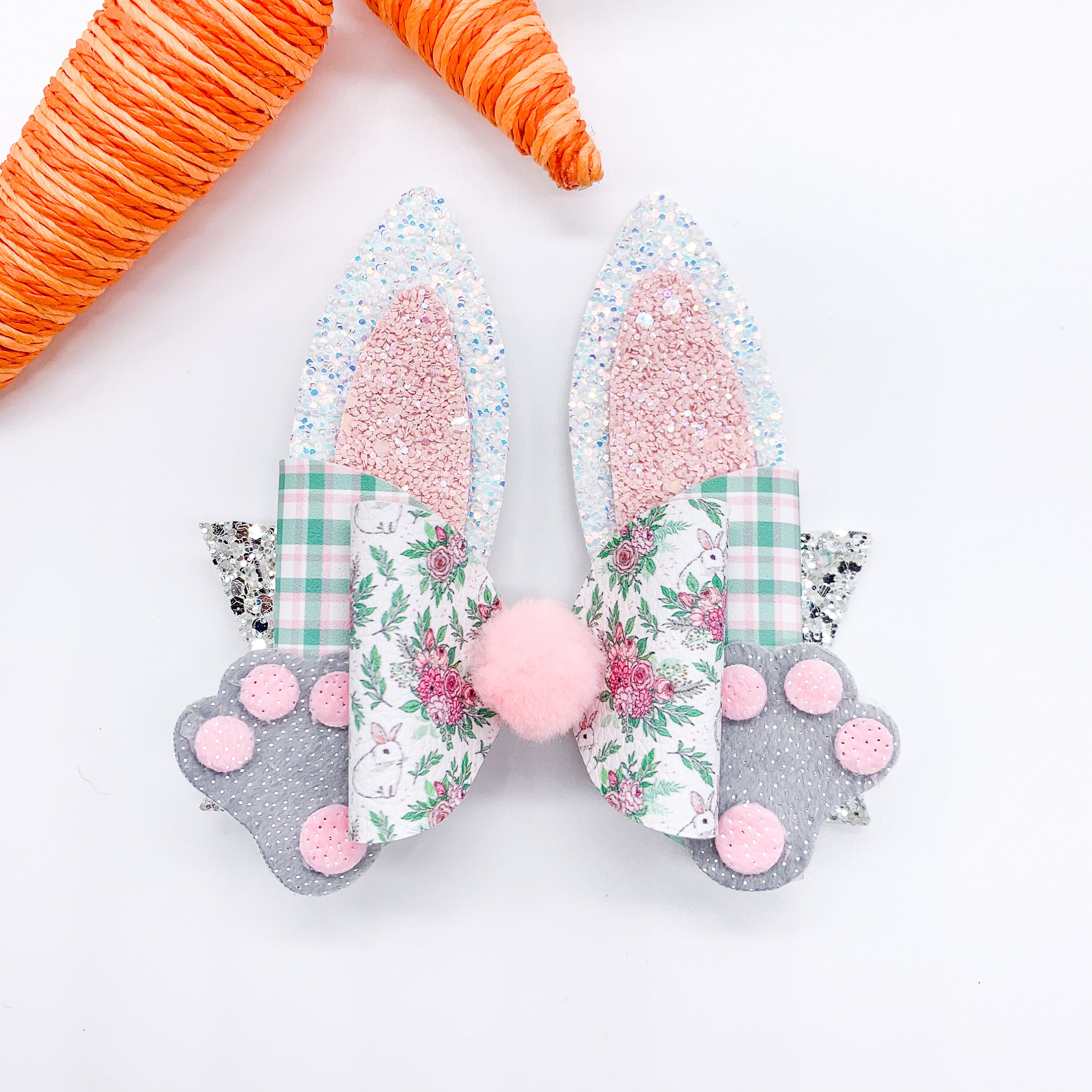 Easter Faux Leather Bow Bunny Hair bow Girls Hair Bow Baby Etsy