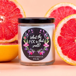 What the f**k is that smell candle-Inappropriate Gift-House Warming-Funny Candle-Odor eliminating candle-Citrus Candle-Grapefruit