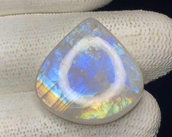 Natürlicher Regenbogen Mondstein Birne Cabochon Edelstein (23x23x6mm) Gewicht 25 Karate ca