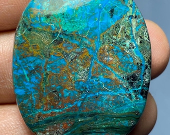 Australischer Papagei Chrysokoll Cabochonform oval lose Edelstein für die Schmuckherstellung Größe 40x32x8 Gewicht 97 crt