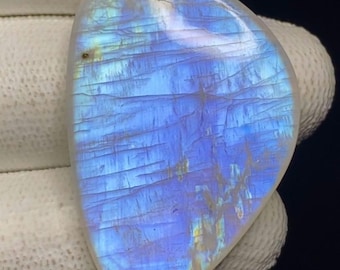 Regenbogen Mondstein Cabochon,Fancy lose Edelstein (38x26x6 mm, 56 Karat)