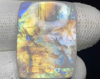 Natürlicher Regenbogen Mondstein Kissen Cabochon Edelstein (27x20x6 mm)