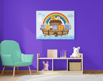 Noah's Ark Illustration - 24" x 18" - Biblical Poster Print