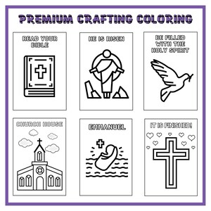 Set of 6 Large Bible Themed Coloring Posters for Kids with Crayons