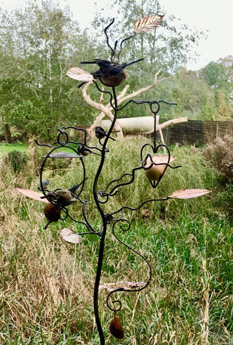 Bird Feeder Tree With Stainless Steel Leaves Bespoke Unique Etsy UK