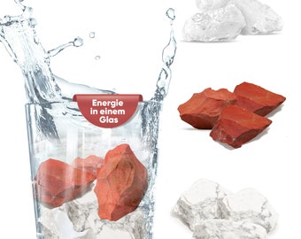 250g water stone mixture Fit & Vital | Healing stone set for gemstone water | 100% real gemstones: magnesite, red jasper, rock crystal
