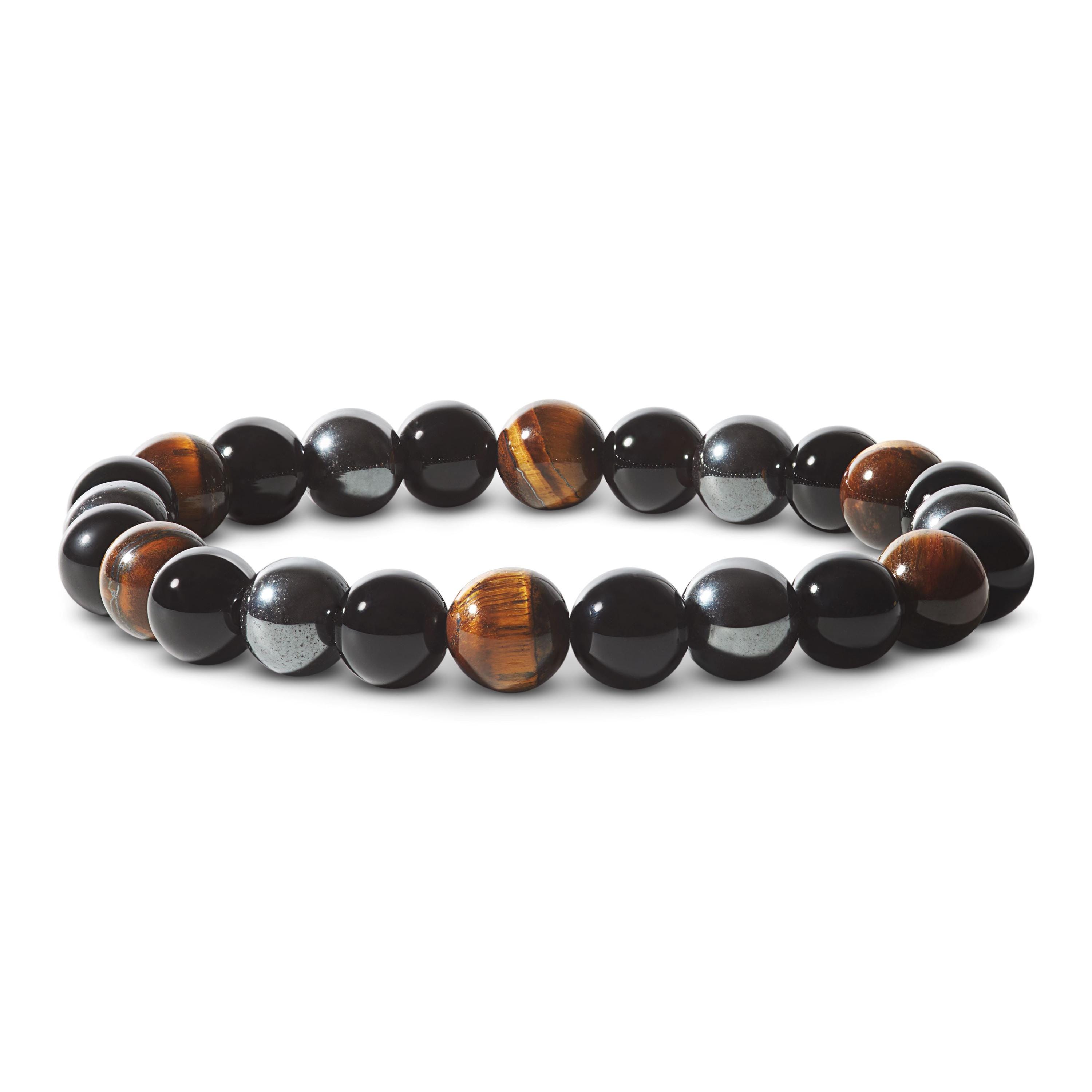 PURAJA protective bracelet made of real gemstones | Triple protection through protective stones: tourmaline, tiger eye, hematite | Premium healing stone bracelet